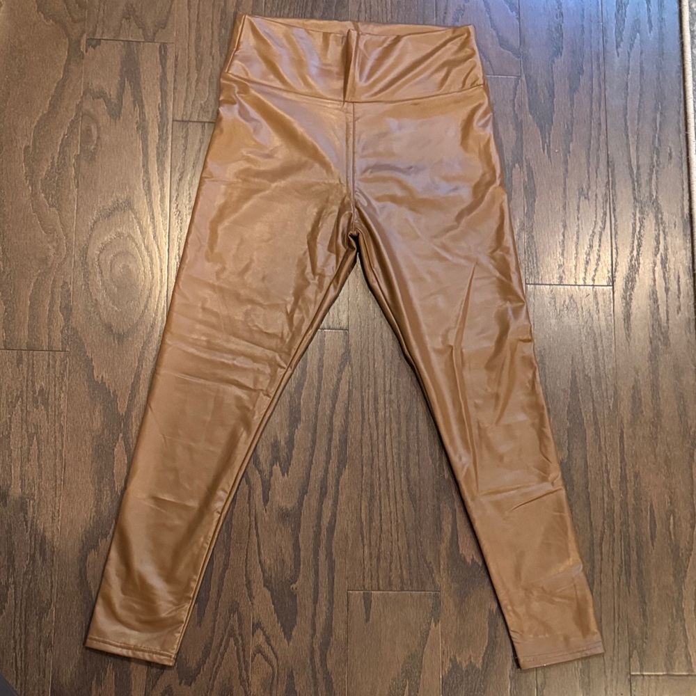 Women’s Camel Faux Leather Leggings